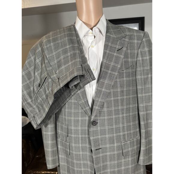 Tom Ford Houndstooth Wool Silk Peak Lapel 2Pc Suit 54R 44R US 38x30 Trousers - Picture 2 of 11